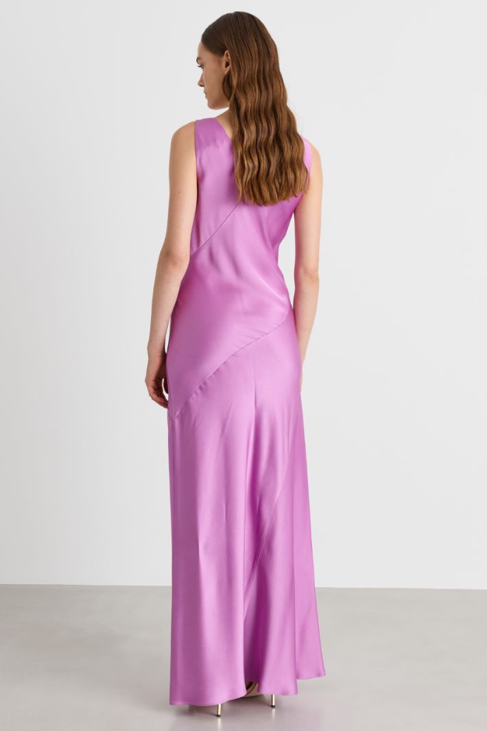 Matte satin slip dress - PINK - Intrend - 4