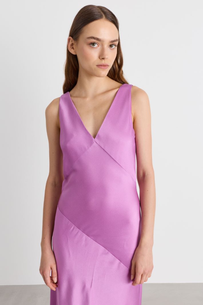 Matte satin slip dress - PINK - Intrend - 3