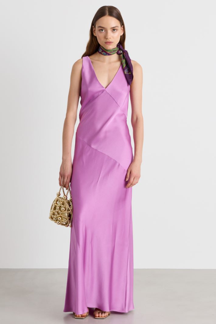 Matte satin slip dress - PINK - Intrend