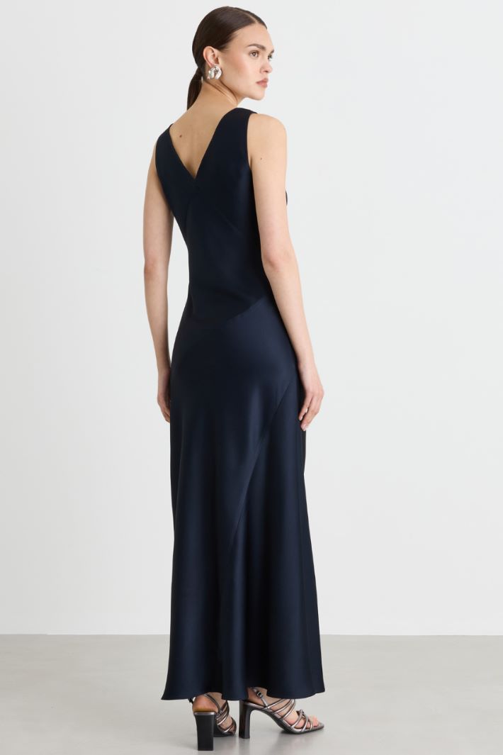 Matte satin slip dress - BLUE - Intrend - 4