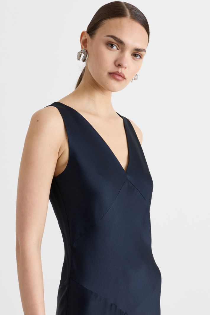 Matte satin slip dress - BLUE - Intrend - 3