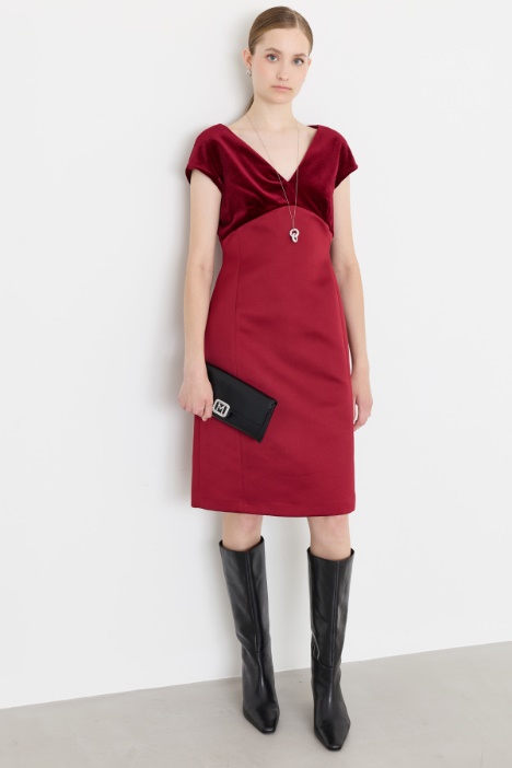 Princess dress in duchesse and velvet - Intrend
