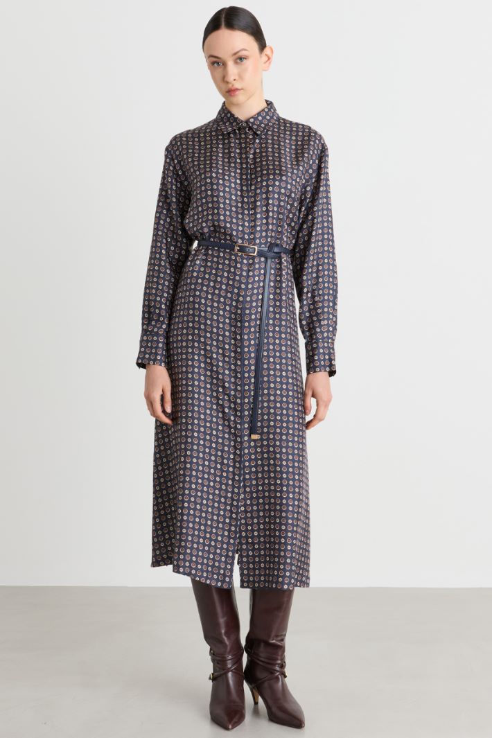 Printed silk shirt dress - BLUE - Intrend - 2