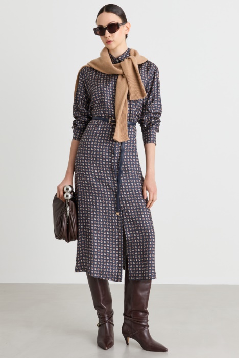 Printed silk shirt dress - Intrend