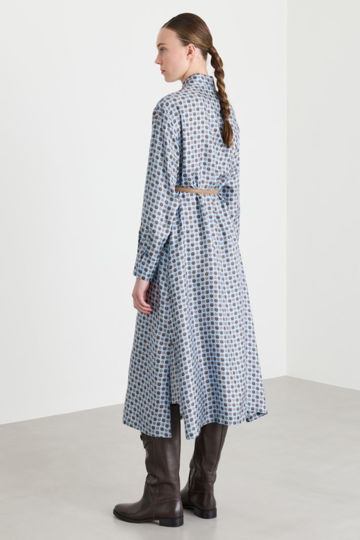 Printed silk shirt dress - LIGHT BLUE - Intrend - 4