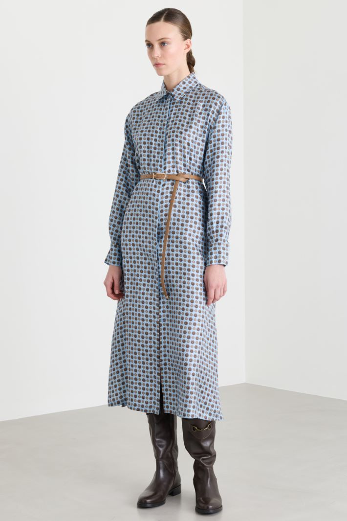 Printed silk shirt dress - LIGHT BLUE - Intrend - 2