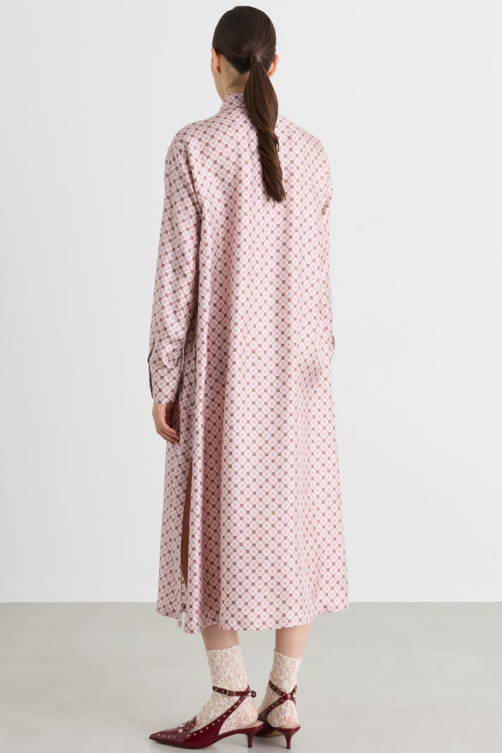 Printed silk shirt dress - PINK - Intrend - 4