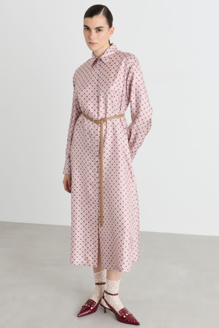Printed silk shirt dress - PINK - Intrend - 2