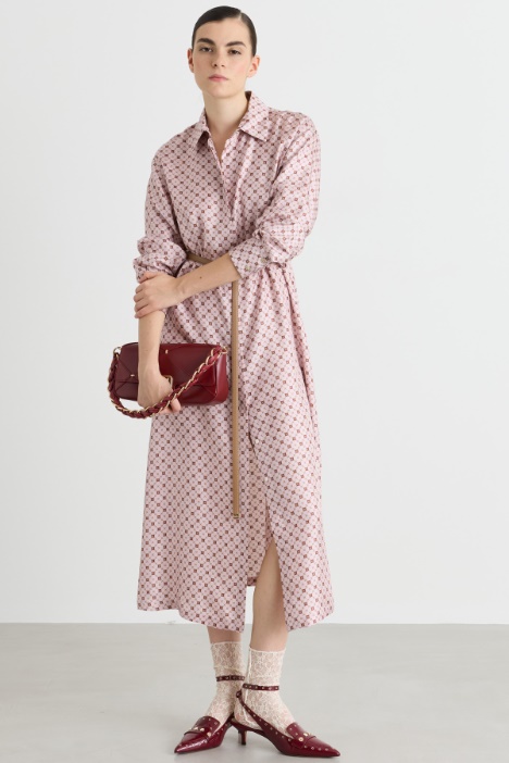 Printed silk shirt dress - Intrend