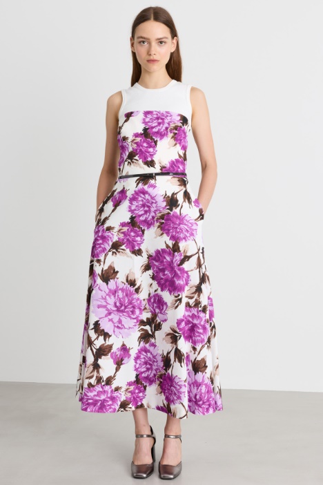 Abito bustier in faille stampato