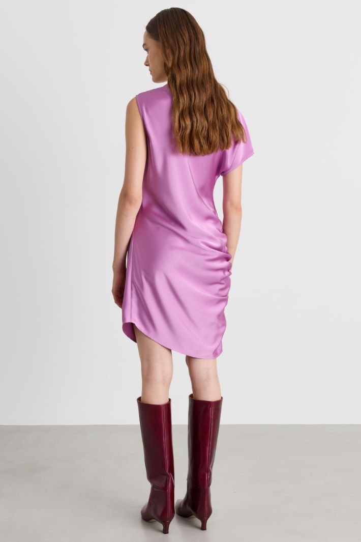 Asymmetric satin dress - LILAC - Intrend - 4