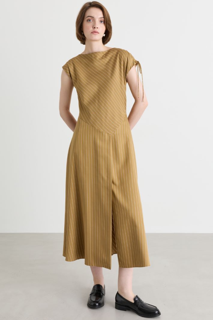 Fluid twill pinstripe dress - CAMEL - Intrend - 2