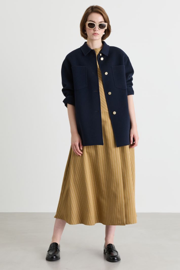 Fluid twill pinstripe dress - CAMEL - Intrend