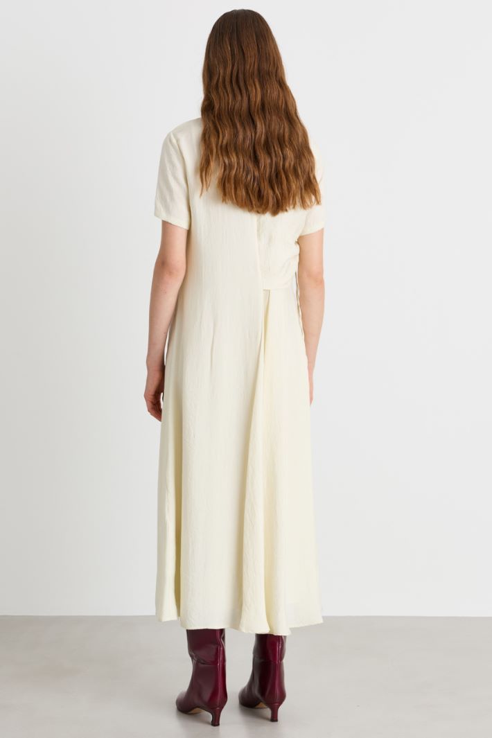 Crinkle twill midi dress - WHITE - Intrend - 4