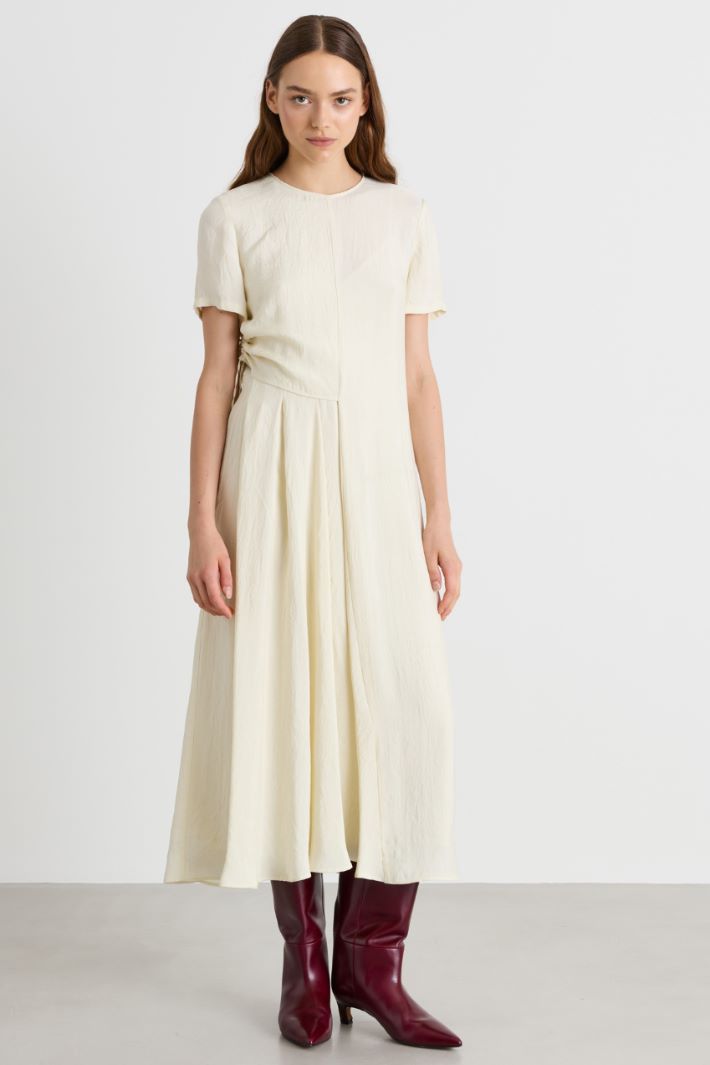 Crinkle twill midi dress - WHITE - Intrend - 2