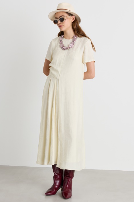 Crinkle twill midi dress - Intrend