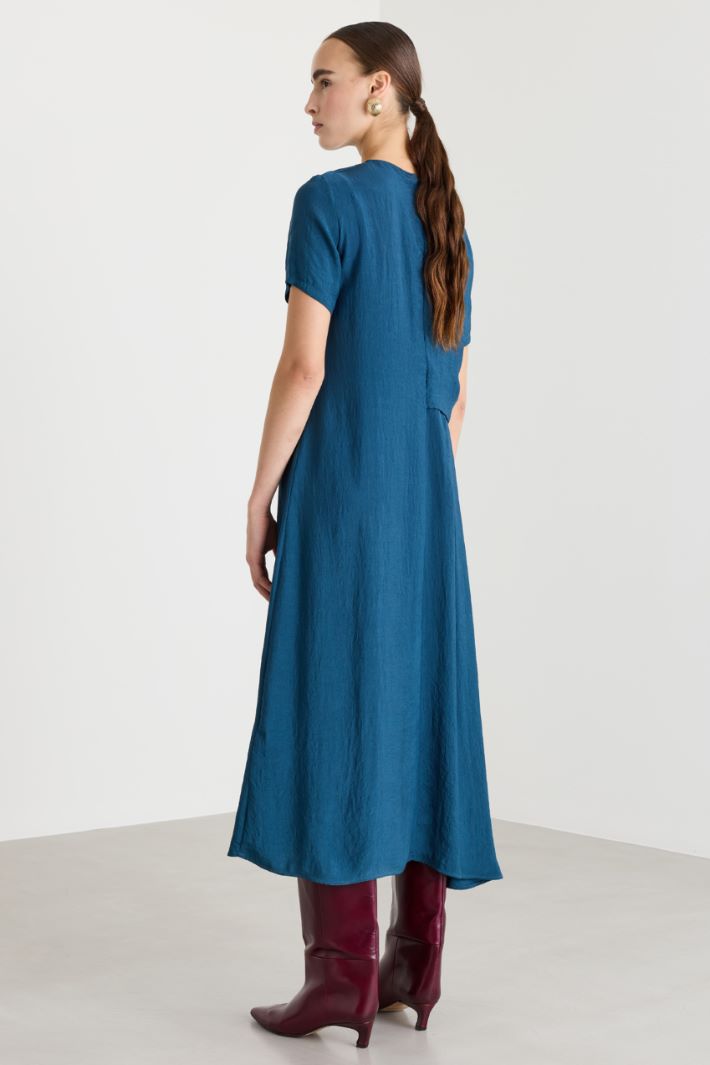 Abito midi in twill crinkle - BLU - Intrend - 4