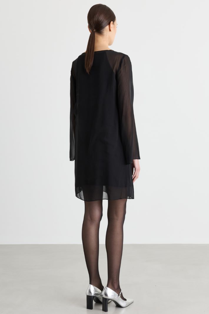 Georgette and cady dress - BLACK - Intrend - 4