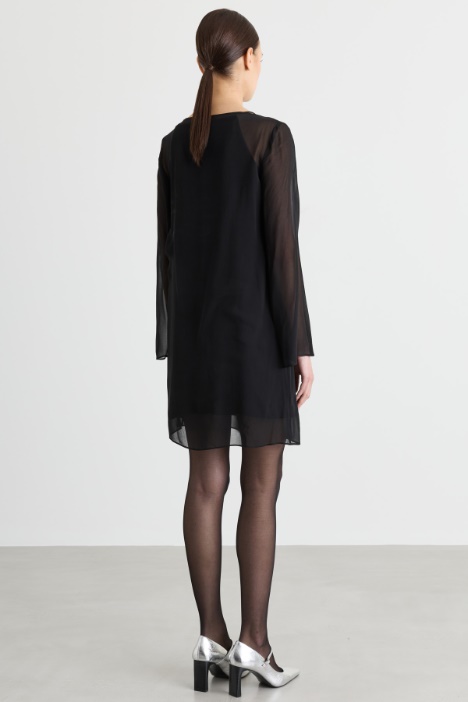 Abito in georgette e cady effetto double-layer
