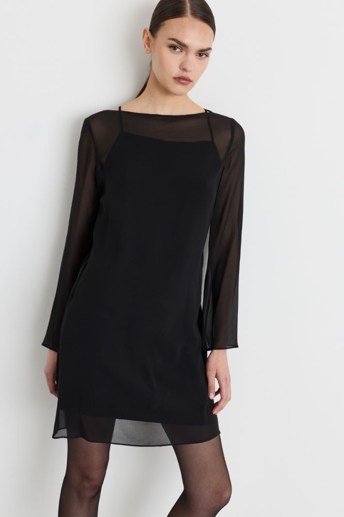 Georgette and cady dress - BLACK - Intrend - 2