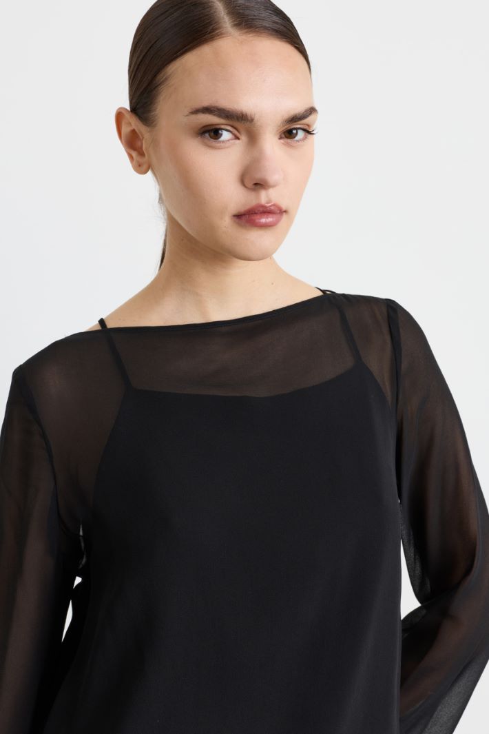 Georgette and cady dress - BLACK - Intrend - 3