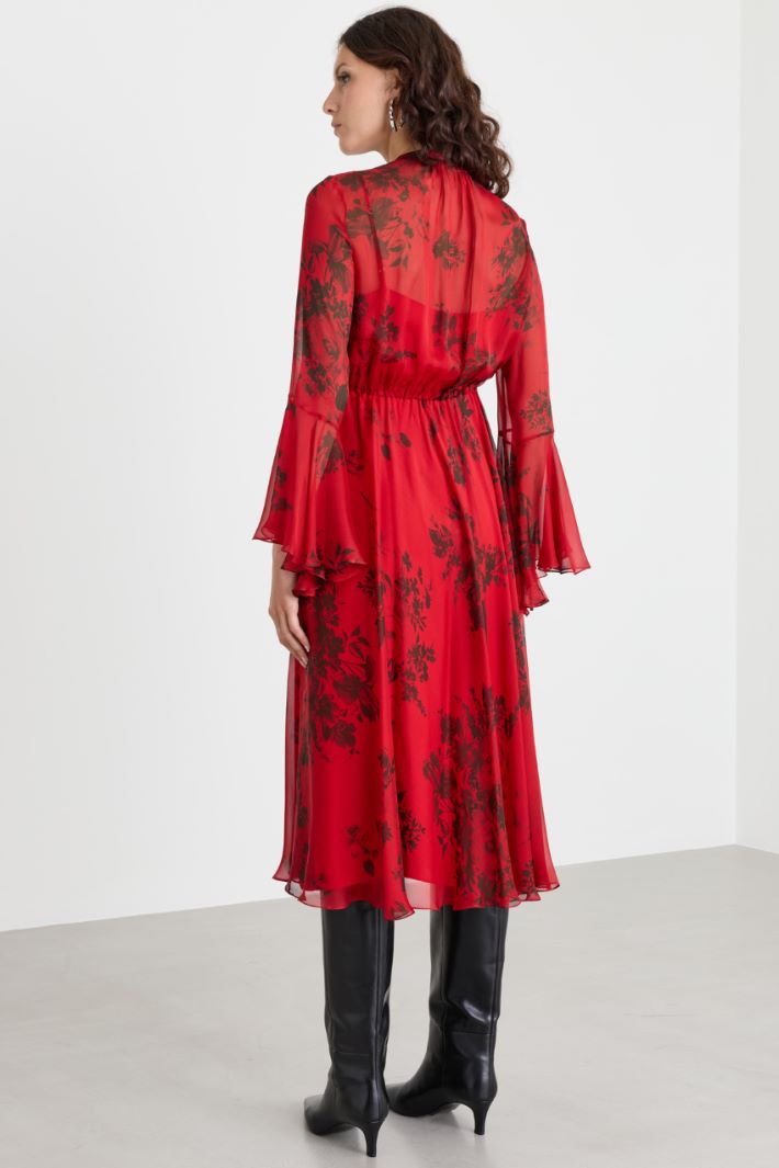 Printed chiffon dress - RED - Intrend - 4