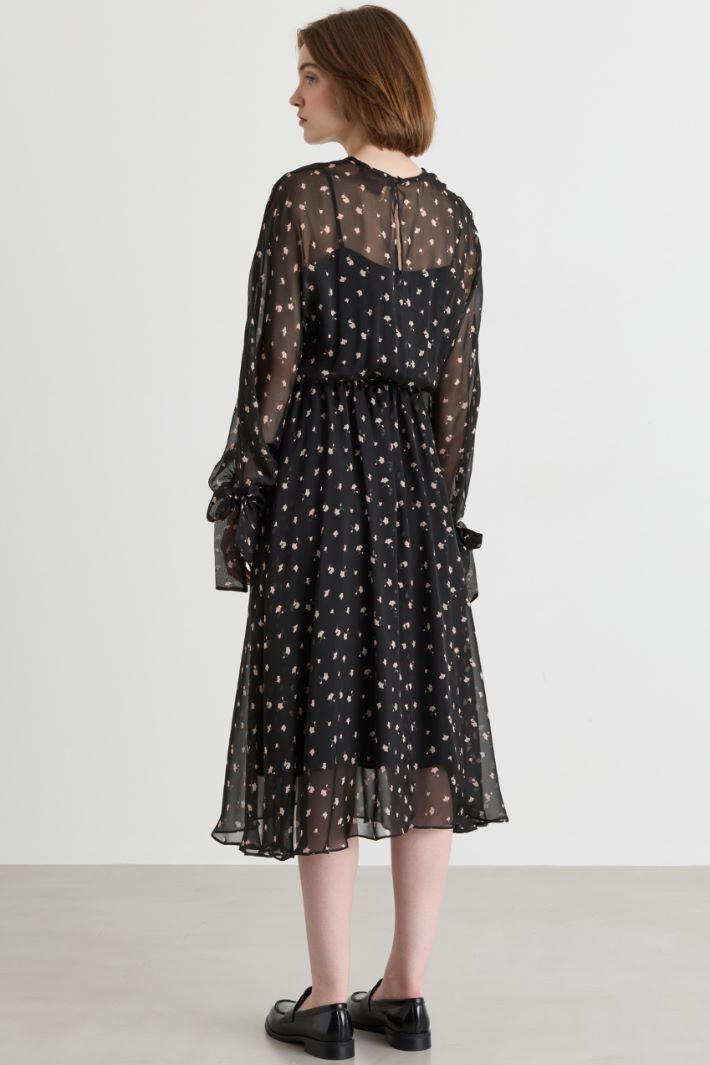 Printed chiffon dress - BLACK PINK - Intrend - 4