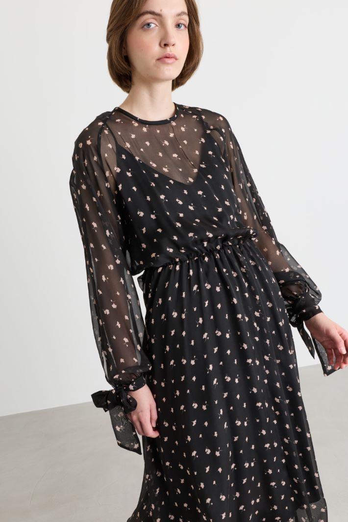 Printed chiffon dress - BLACK PINK - Intrend - 3