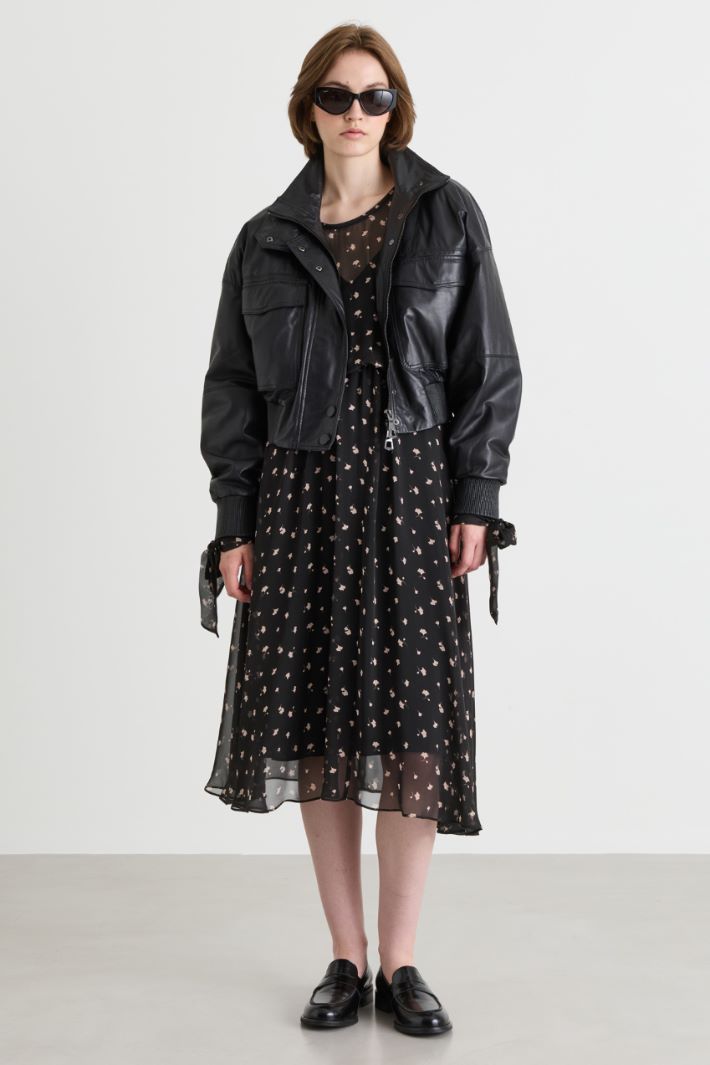 Printed chiffon dress - BLACK PINK - Intrend
