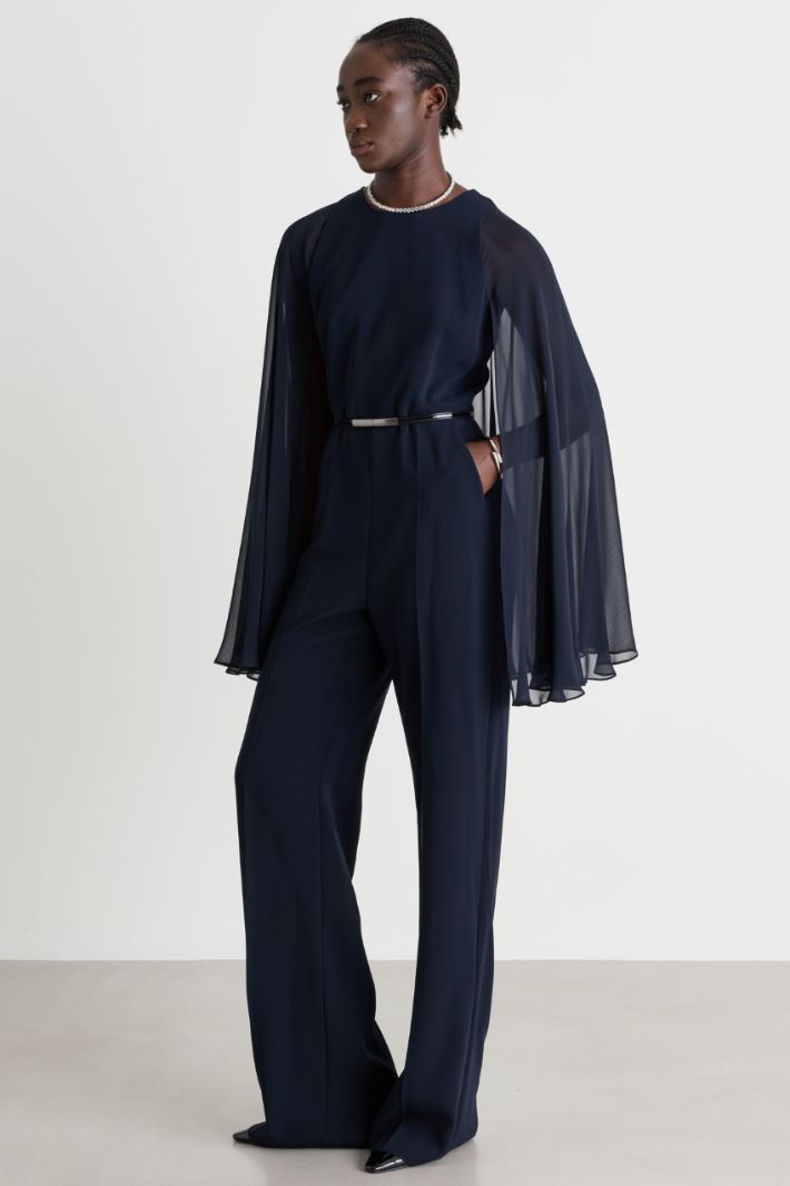 Cady jumpsuit with cape - BLUE - Intrend