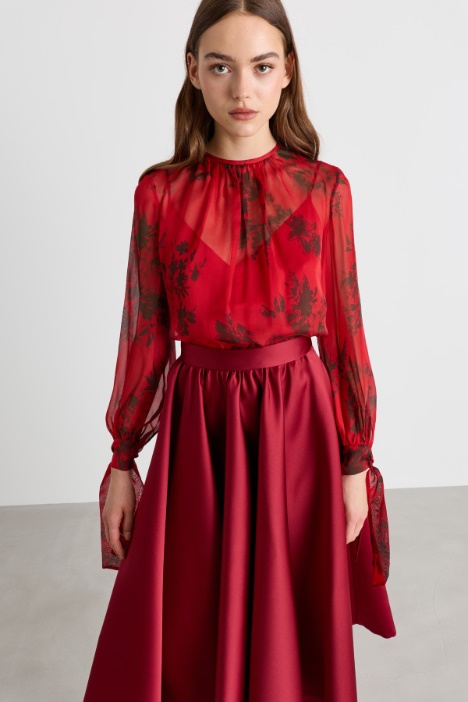 Printed silk chiffon midi dress - Intrend