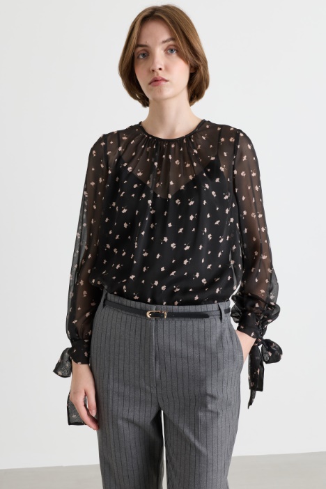 Printed silk chiffon midi dress - Intrend