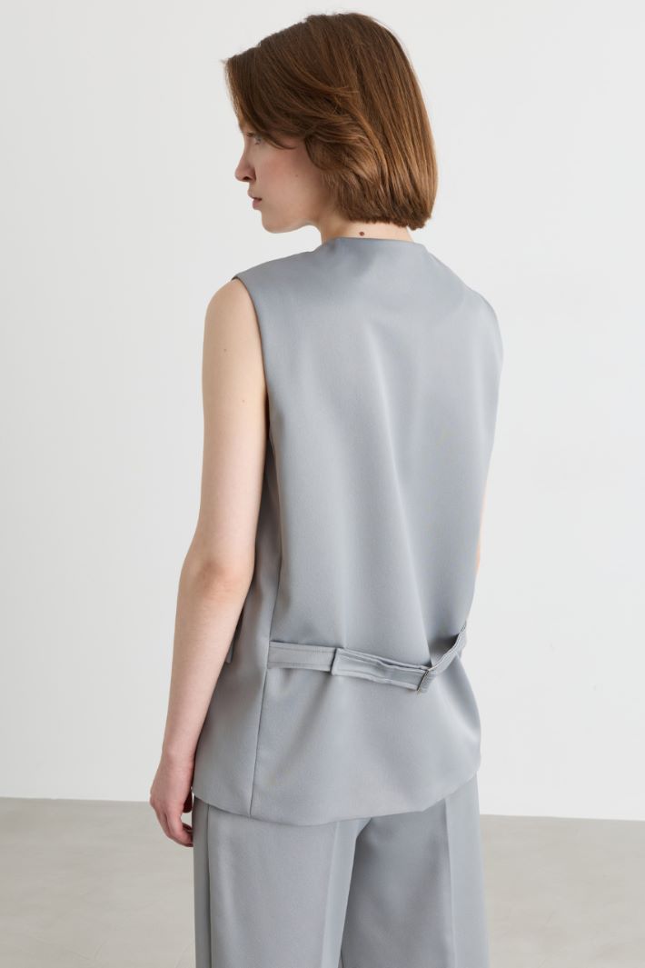Matte satin waistcoat - GREY - Intrend - 4