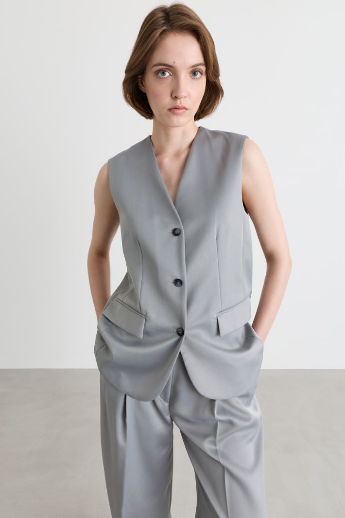 Matte satin waistcoat - GREY - Intrend - 2