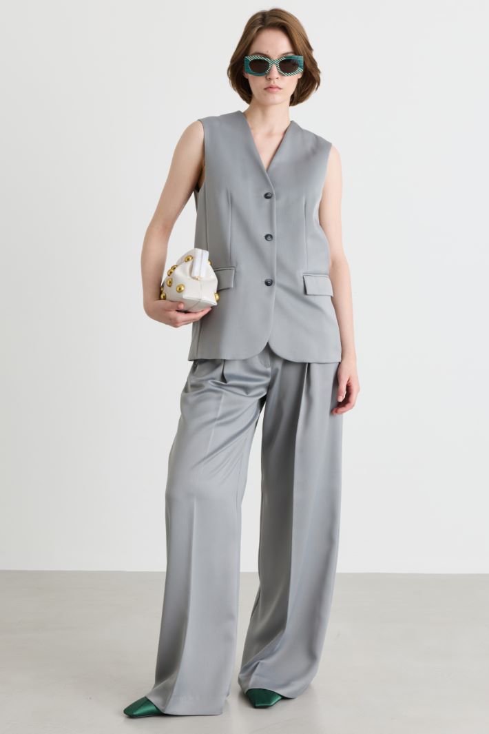Matte satin waistcoat - GREY - Intrend