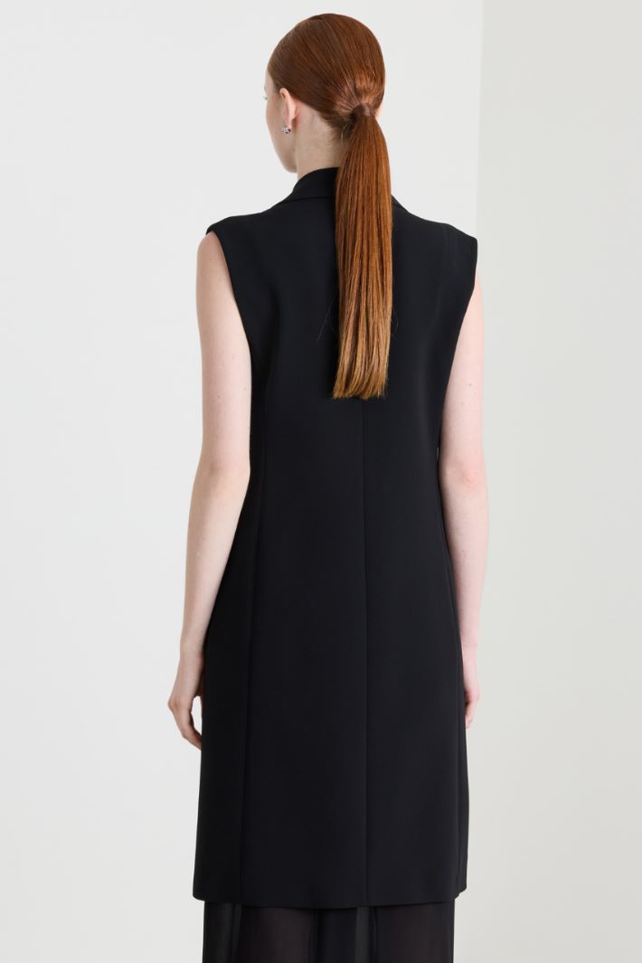 Double-breasted Cady Waistcoat - BLACK - Intrend - 4