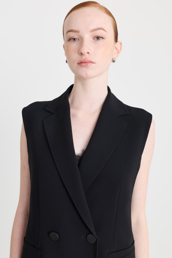 Double-breasted Cady Waistcoat - BLACK - Intrend - 3