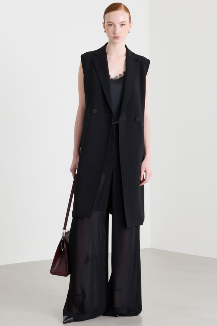 Double-breasted Cady Waistcoat - BLACK - Intrend