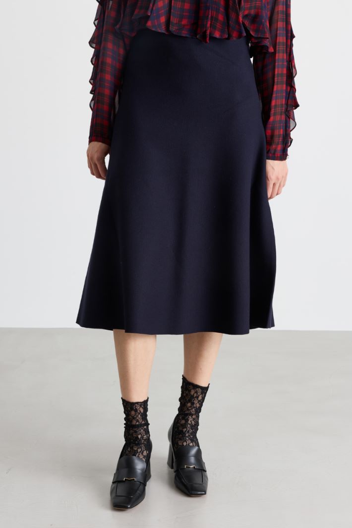 Knit midi skirt - BLUE - Intrend - 2