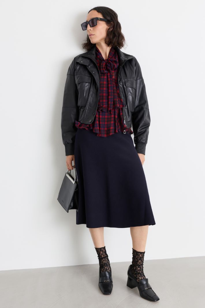 Knit midi skirt - BLUE - Intrend