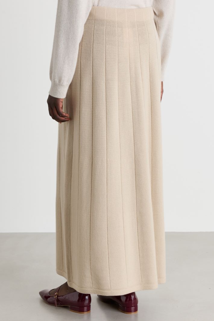 Flat-ribbed wool skirt - BEIGE - Intrend - 4