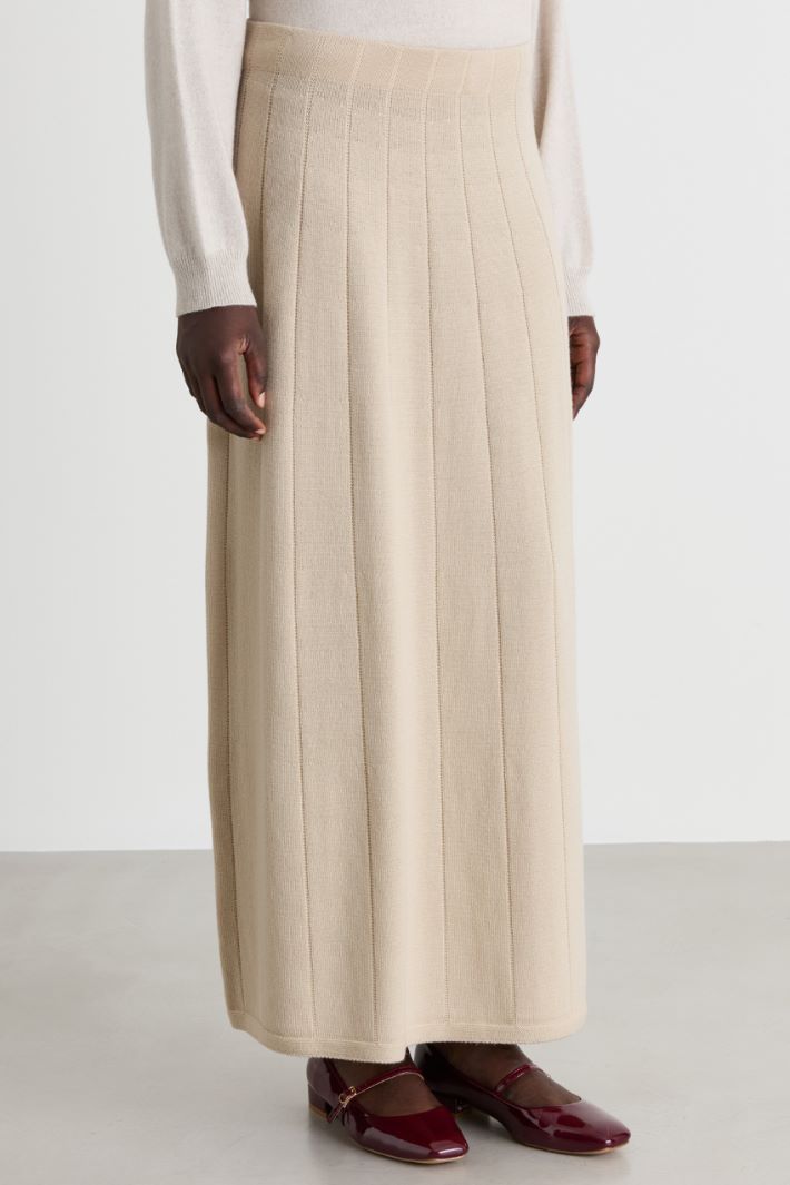 Flat-ribbed wool skirt - BEIGE - Intrend - 2