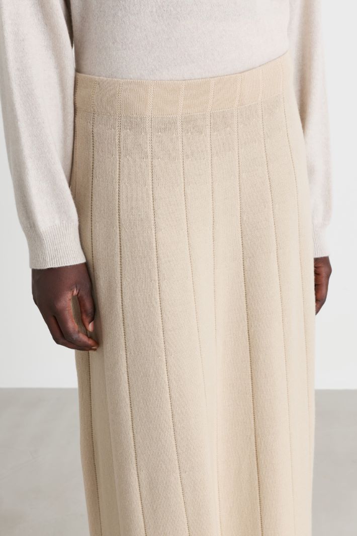 Flat-ribbed wool skirt - BEIGE - Intrend - 3