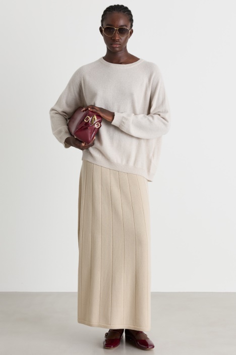 Flat-ribbed wool skirt - Intrend