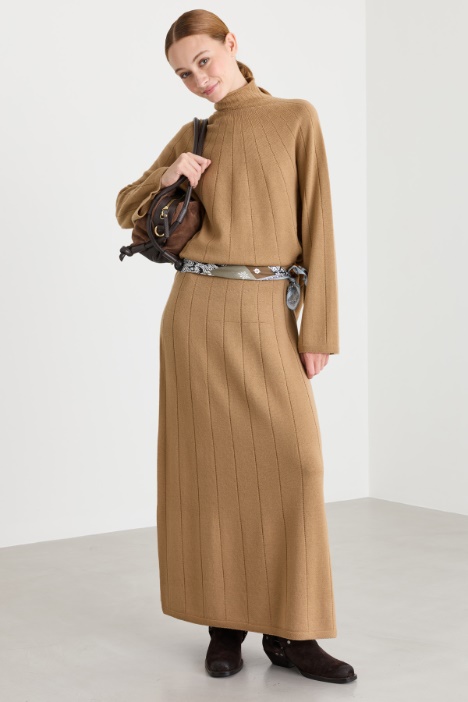 Flat-ribbed wool skirt - Intrend