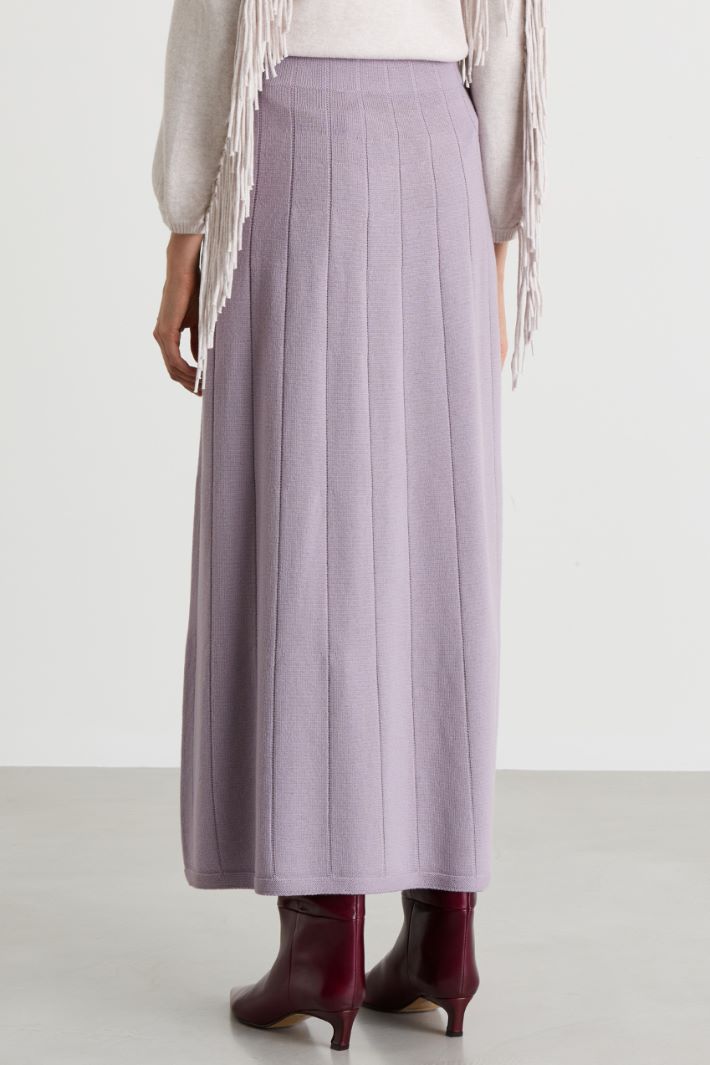 Flat-ribbed wool skirt - LILAC - Intrend - 4