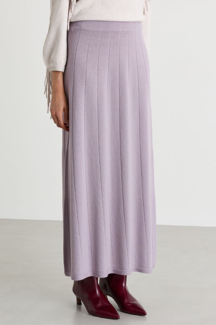 Flat-ribbed wool skirt - LILAC - Intrend - 2