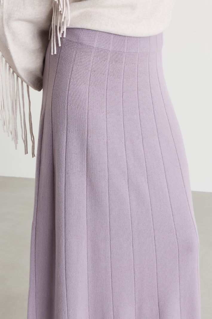 Flat-ribbed wool skirt - LILAC - Intrend - 3