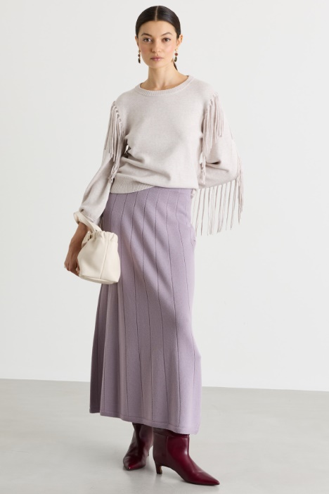 Flat-ribbed wool skirt - Intrend