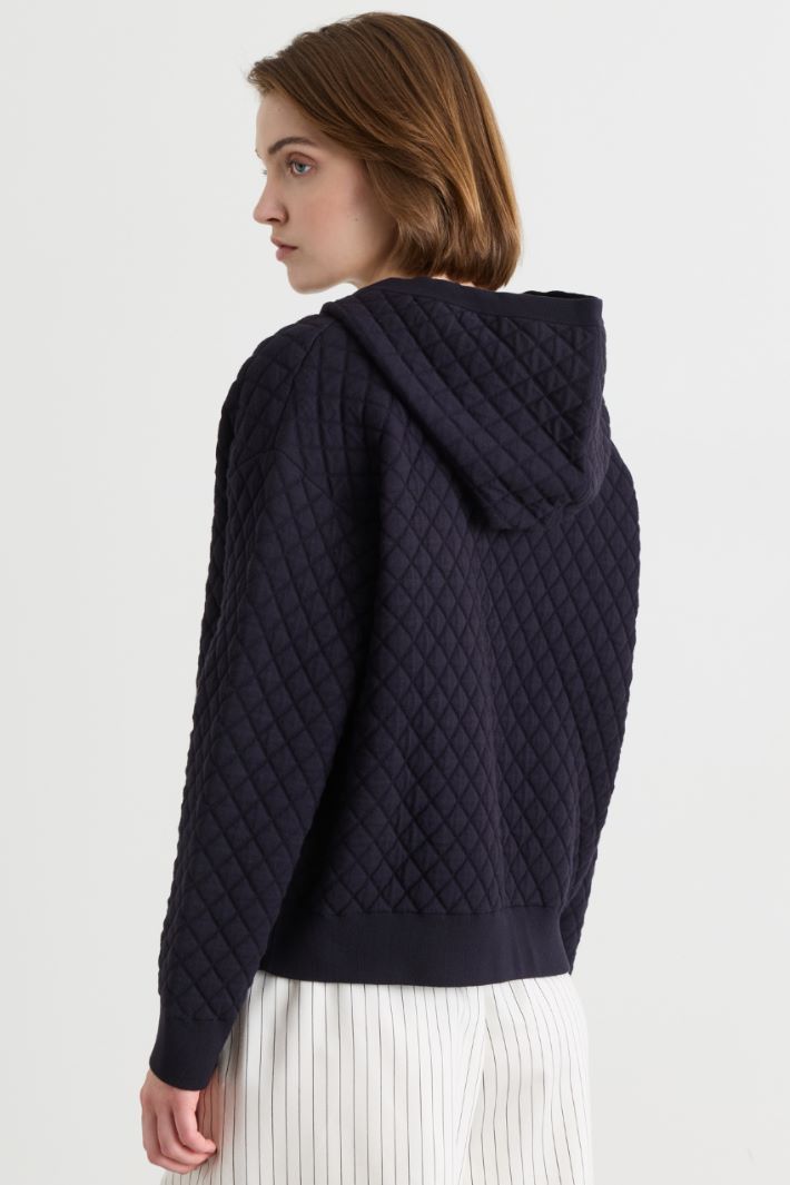 Hooded Knitted Bomber Jacket - BLACK - Intrend - 4